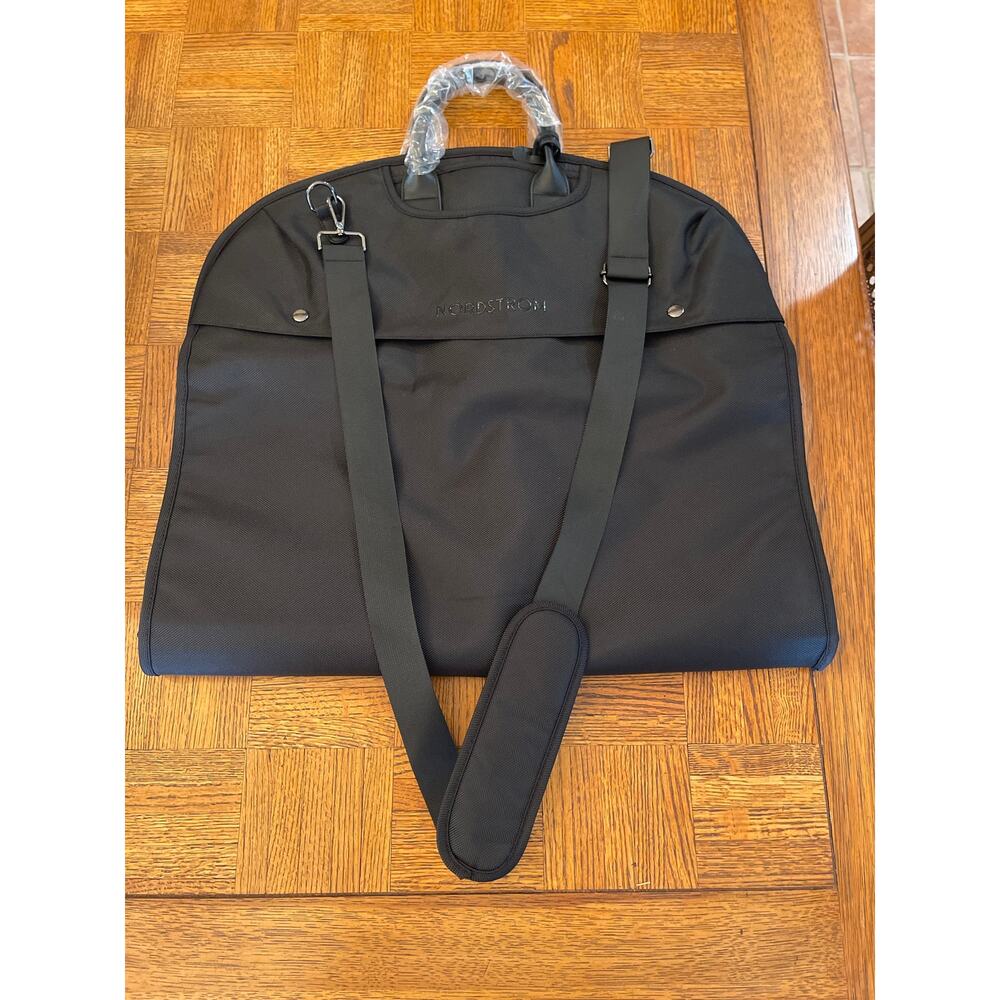 Nordstrom Premium Black Nylon Travel Garment Bag with shoulder strap